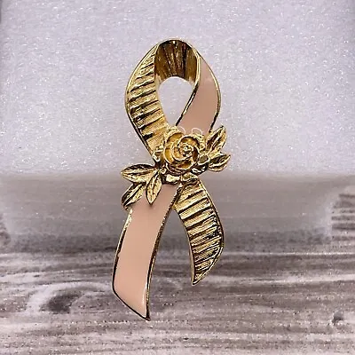 £1.06 • Buy Avon Cancer Awareness Pin Tie Tack Hat Lapel Gold Tone Pale Pink Rose Vtg 1990s
