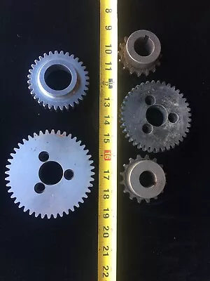 Industrial Machine Steel Lot Of 5 Gears/Cogs Steampunk Art Parts Lamp Base Lot 1 • $46.79