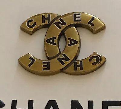 CHANEL Metal Large Size Emblem Logo Button / Brooch? For Bonding Look & Read WOW • £45
