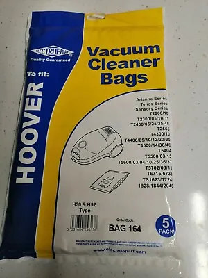 5 X HOOVER VACUUM BAGS H30H52 Type TELIOSSERIES ENIGMASENSORYSERIES BAG164 • £6.75