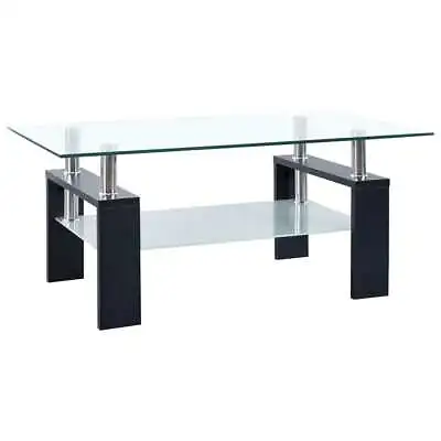 VidaXL Coffee Table Black And Transparent 95x55x40 Cm Tempered Glass • $139.69