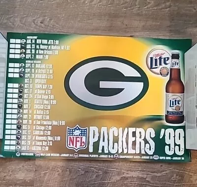 Green Bay Packers 1999 Game Schedule Miller Lite Beer Poster 20x30 NFL • $19.99