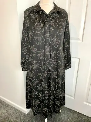 Vtg Sz 14 Dress Horrockses Black Floral Grannycore Gift Cottagecore Retro 70s • £38.24