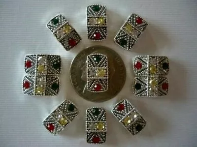 2 Hole Slider Beads Marcasite Panels Holiday Colors Made With Swarov Elements#11 • $6.95