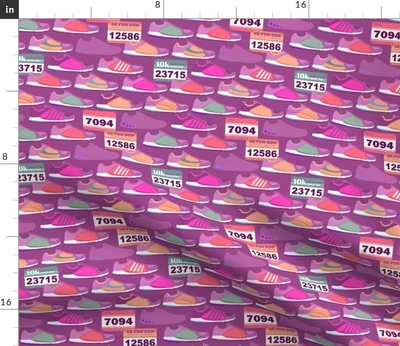 £59.12 • Buy Running Shoes Race Bibs Magenta Fitness Exercise Spoonflower Fabric By The Yard