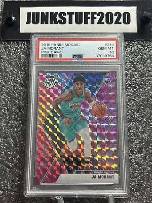 2019-20 Panini Mosaic Ja Morant PSA 10 Pink Camo Prizm #219 Rookie Grizzlies Gem • $70