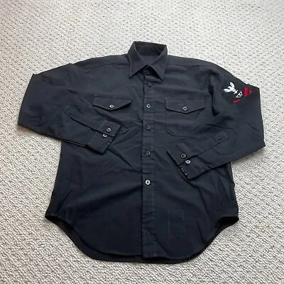 Vintage Authentic UMCB 24 NAVY Mechanic Military Black Button Up Shirt Mens XL • $42.44