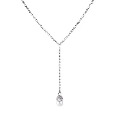 Mikimoto Cultured Pearl Diamond Drop Necklace Estate 18k White Gold Jewelry • $1795