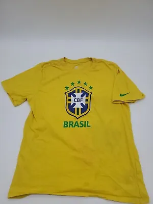 $12.74 • Buy The Nike Tee Large Brazil Sports Yellow Swoosh Men Shirt..T88