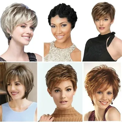 Lady Women Fashion Short Curly Wigs Black Blonde Wavy Hair Wig UK • £11.99