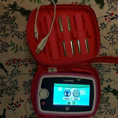 Pink LeapFrog LeapPad 3 Learning Tablet Educational  Game 4 Cartridges Case • £45