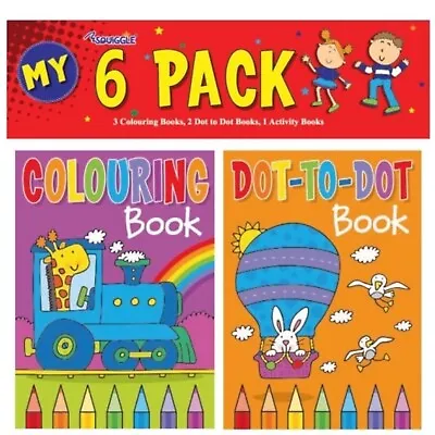 £3.39 • Buy 6 X CHILDRENS KIDS PUZZLE COLOURING ACTIVITY TRAVEL BOOKS DOT TO DOT PARTY BAG