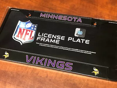 1 Minnesota Vikings Black Metal License Plate Frame W Nice 2D Graphics • $22.99