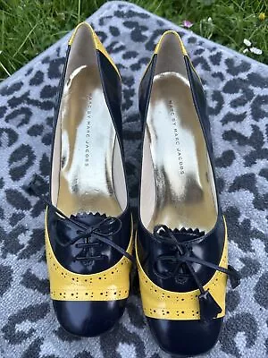 Mark By Marc Jacobs Wingtips Heel Navy Blue/Yellow Womens Shoes • £99