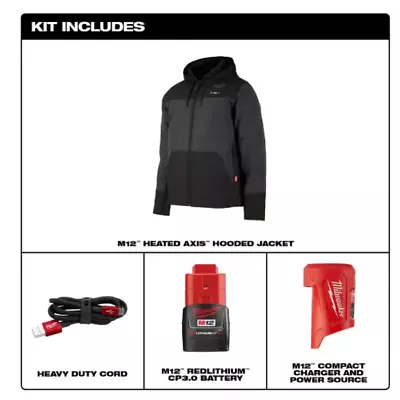 Milwaukee 205G-21 M12 Heated AXIS Gray Hooded Jacket Kit - NEW IN BOX • $119.95