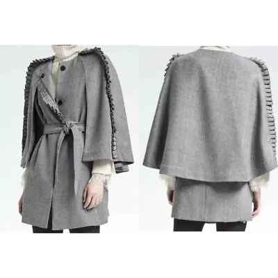 Banana Republic X Olivia Palermo Houndstooth Cape Black & White Small • £86.78