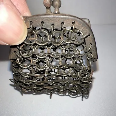 Antique Tiny Metal Mesh Ring Purse Victorian; For A Doll? • $24.95