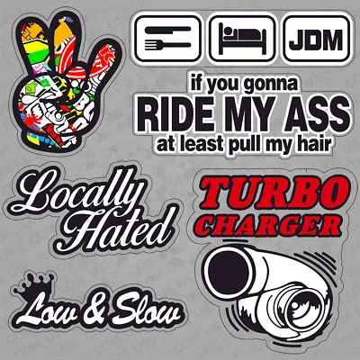 Personality Car Sticker JDM Hippie Boom Peace Funny Cute Turbo 3D Decal Stripe • $9.99