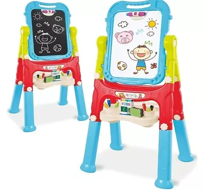 Kids Folding Double Sided Magnetic Drawing Board Easel With Accessories - Colour • £29.99