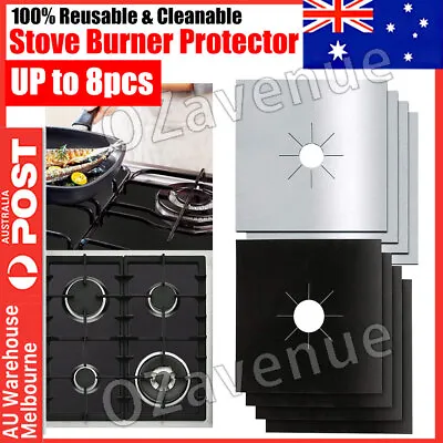 $6.19 • Buy 4/8 PCS Stove Top Covers Reusable Non-stick Foil Gas Burner Protector Liner