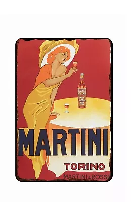 French  Advertising 1930s Martini Torino All Metal Tin Sign  8 X 12 • $14.95