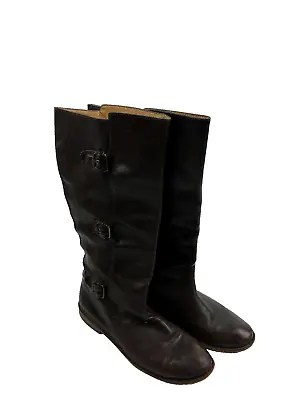 Frye Paige Women’s Brown Leather Tall 77067 3 Buckle Riding Boots Size 10 • $50.99