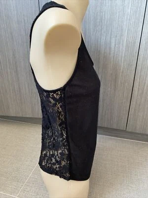 $15 • Buy Bershka Sz S/8 Black Tank Top Blouse Lace Back Vgc