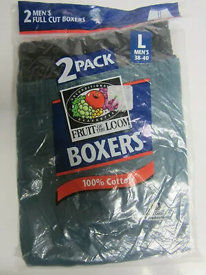 Vintage Pack Of 2 Mens Fruit Of The Loom Cotton Full Cut Boxers Large 38 - 40 • $21.50