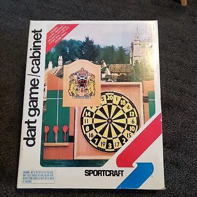 Vintage Wooden Dart Board Cabinet Case Darts ManCave Pub KING OF ARMS Used Once • $49