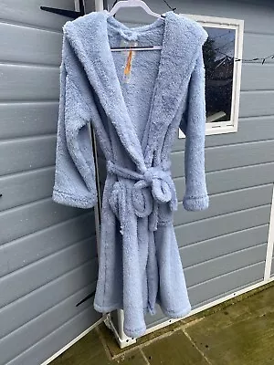 Marks & Spencer Size M (12/14?) Blue Plush Cosy Hooded Dressing Gown +Belt BNWT • £17.99