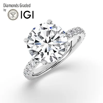 IGI5CTH/SI1 Solitaire Lab-Grown Round Diamond Engagement Ring 18K White Gold • $4838