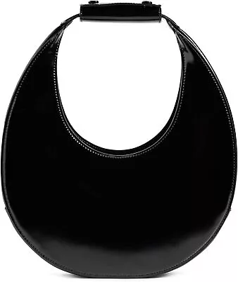 Staud Women Tote Bag Top Handle Patent  Leather Moon Handbag  Black One Size New • $295