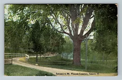 Geneva OH Entrance To Mt. Pleasant Cemetery Ohio Vintage Postcard • $7.99