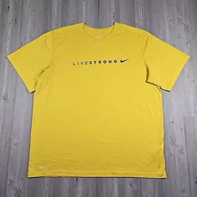 Nike Live Strong T-Shirt Men's XL Extra Large Yellow Dri Fit Armstrong Cycling • $17.97