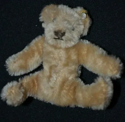 Vintage Steiff Tan Mohair Bear Bendy With Tag 3  Tall Plush • $54.99