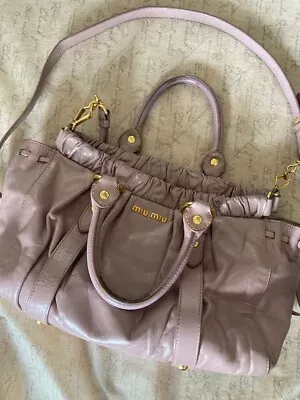 MIU MIU Vitello Lux Gather 2WAY Handbag Shoulder Bag Pink Authentic Japan • $126
