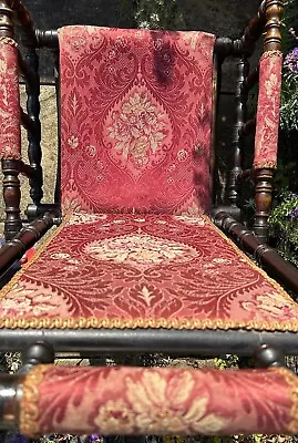 Antique Edwardian Upholstered American Turned Rocking Chair Vintage • £120