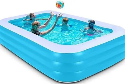 10'x72 X22  Large Paddling Pool Inflatable Family Garden Swimming Summer 3 Ring • £39.99