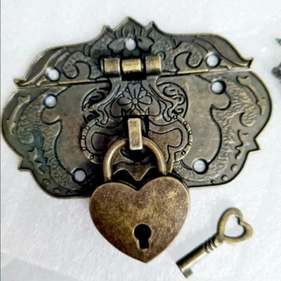$5.82 • Buy Antique Lock Decorative Latch Hasp For DIY Jewelry Box Jewelry Box Cabinet Lock