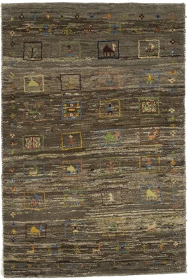 $230.77 • Buy Hand-Knotted Brown Tribal Pictorial 3X4 Gabbeh Oriental Rug Plush Wool Carpet