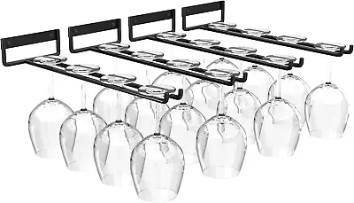 Set Of 4 Stemware Wine Glass Hanging Rack Metal Wine Glass Holder Under Cabinet • $19.75