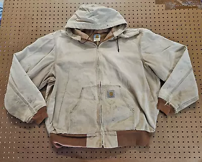 $30.99 • Buy MENS XL TALL - Vtg Carhartt J03 Duck Thermal Lined Hooded Zip Jacket USA