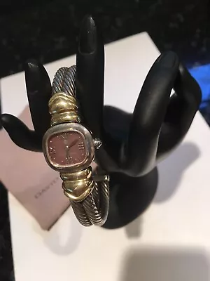 David Yurman Ladies Thoroughbred Sterling & 14K Watch -Small Quartz Dark Face • $395