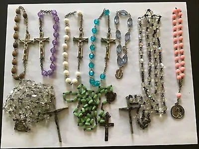 LOT Vintage Religious Jewelry Medals Rosary Beads Bracelets Crosses • $28