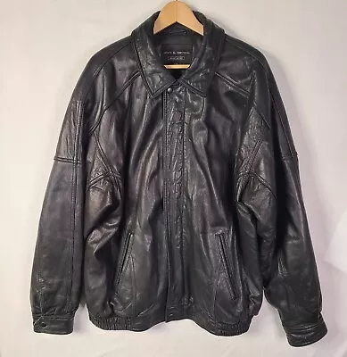 Croft & Barrow Mens Size XLT. Black Genuine Leather Jacket Zip Up Coat • $30