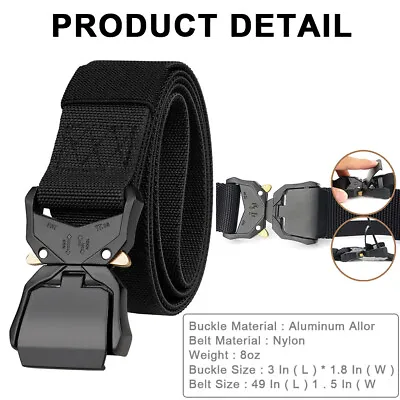Black Adjustable Alloy Buckle Military Tactical Belt Nylon Rigger Waistband Belt • $12.49