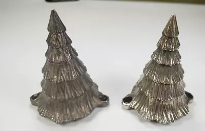 Vintage 1970 S Lot Of 2 Green Metal Christmas Trees  4  H X 3 W • $0.99