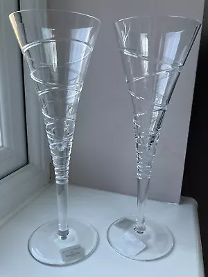 Boxed Set Two Of Jasper Conran AURA Champagne Flutes Waterford • £100