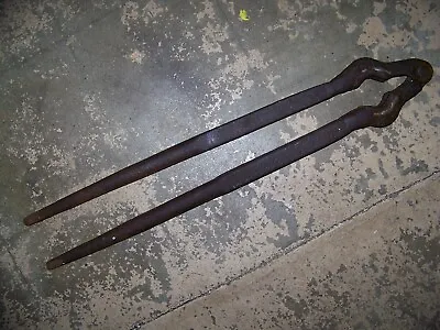1 Antique Blacksmith TONGS Forging Anvil Tools 25 Inches Long old Vintage • $29