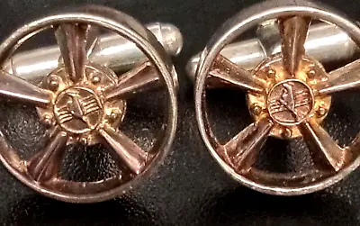 Vintage Ford Mustang GT Bullitt Rally Wheel Cufflinks Sterling Silver Very Rare • $45